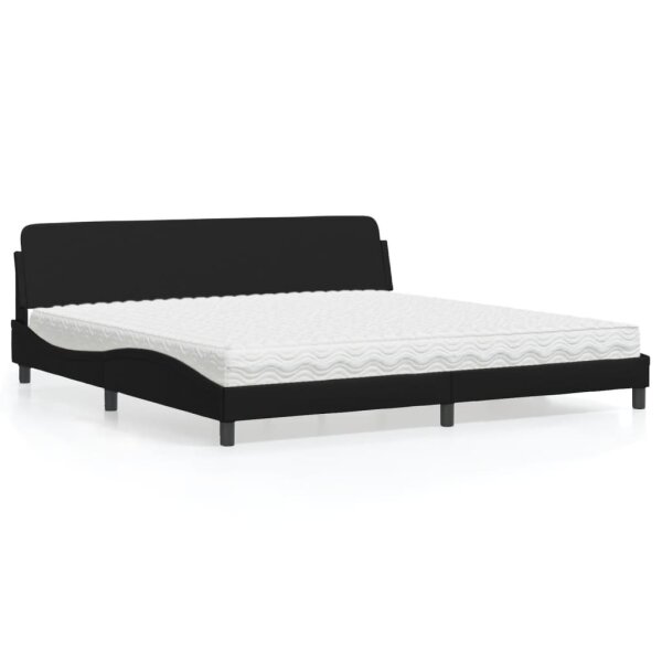 vidaXL Bett mit Matratze Schwarz 200x200 cm Kunstleder