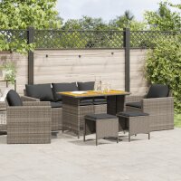 vidaXL 6-tlg. Garten-Sofagarnitur mit Kissen Grau Poly Rattan