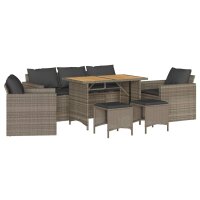 vidaXL 6-tlg. Garten-Sofagarnitur mit Kissen Grau Poly Rattan