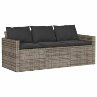 vidaXL 6-tlg. Garten-Sofagarnitur mit Kissen Grau Poly Rattan