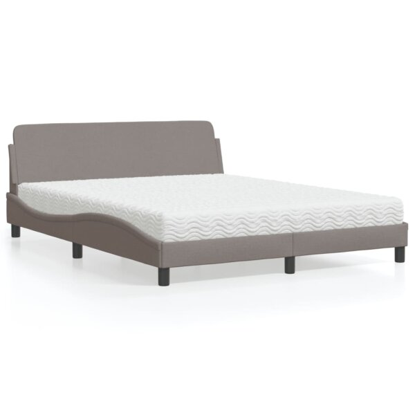 vidaXL Bett mit Matratze Taupe 160x200 cm Stoff