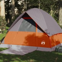 vidaXL Kuppel-Campingzelt 4 Personen Grau und Orange...