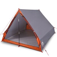 vidaXL Camping-Keilzelt 2 Personen Grau und Orange Wasserdicht