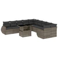 vidaXL 11-tlg. Garten-Sofagarnitur mit Kissen Grau Poly...