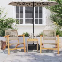 vidaXL Gartentisch Beige 38x38x42 cm Poly Rattan Akazienholz