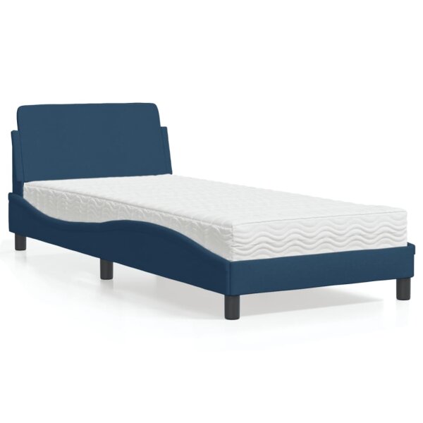 vidaXL Bett mit Matratze Blau 80x200 cm Stoff