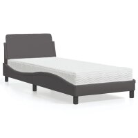 vidaXL Bett mit Matratze Grau 90x190 cm Kunstleder