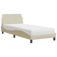 vidaXL Bett mit Matratze Creme 90x200 cm Stoff
