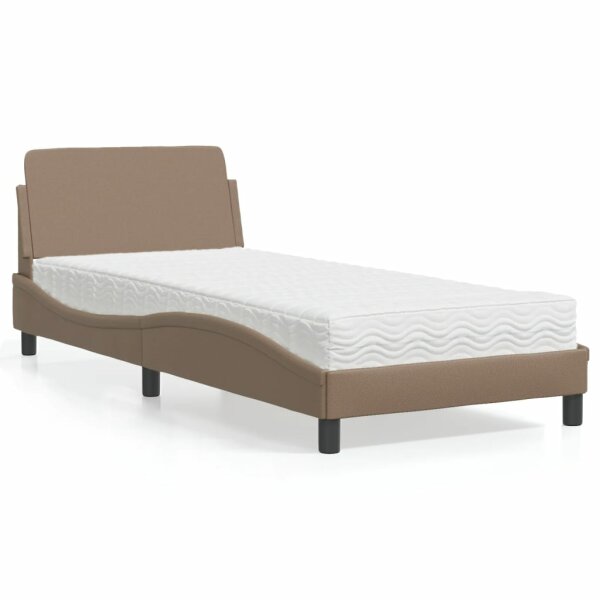 vidaXL Bett mit Matratze Cappuccino-Braun 90x200 cm Kunstleder