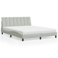 vidaXL Bett mit Matratze Hellgrau 160x200 cm Samt