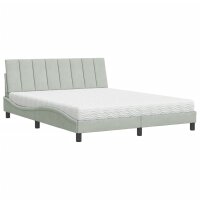 vidaXL Bett mit Matratze Hellgrau 160x200 cm Samt