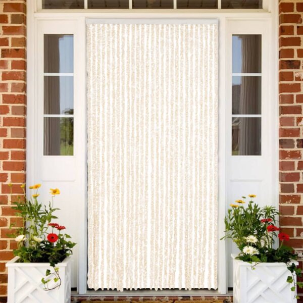 vidaXL Fliegenvorhang Beige und Wei&szlig; 118x220 cm Chenille