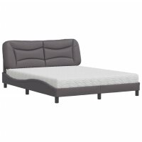 vidaXL Bett mit Matratze Grau 160x200 cm Kunstleder