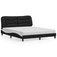 vidaXL Bett mit Matratze Schwarz und Weiß 160x200...