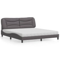 vidaXL Bett mit Matratze Grau 180x200 cm Kunstleder