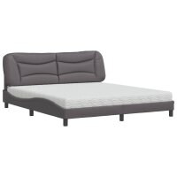 vidaXL Bett mit Matratze Grau 180x200 cm Kunstleder