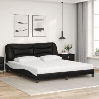 vidaXL Bett mit Matratze Schwarz und Wei&szlig; 180x200 cm Kunstleder