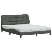 vidaXL Bett mit Matratze Dunkelgrau 160x200 cm Stoff