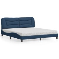 vidaXL Bett mit Matratze Blau 180x200 cm Stoff