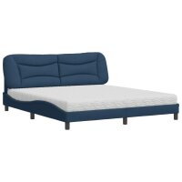 vidaXL Bett mit Matratze Blau 180x200 cm Stoff