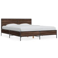 vidaXL Bettgestell Braun Eichen-Optik 150x200 cm...