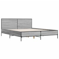 vidaXL Bettgestell Grau Sonoma 120x190 cm Holzwerkstoff und Metall