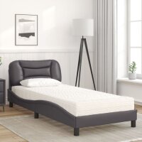 vidaXL Bett mit Matratze Grau 90x190 cm Kunstleder