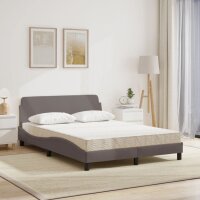 vidaXL Bett mit Matratze Taupe 140x190 cm Stoff