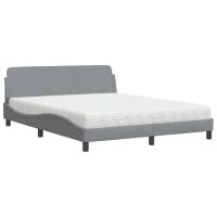 vidaXL Bett mit Matratze Hellgrau 160x200 cm Stoff