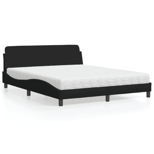 vidaXL Bett mit Matratze Schwarz 160x200 cm Stoff