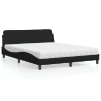 vidaXL Bett mit Matratze Schwarz 160x200 cm Stoff