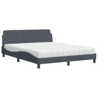 vidaXL Bett mit Matratze Dunkelgrau 160x200 cm Samt