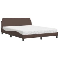 vidaXL Bett mit Matratze Braun 160x200 cm Kunstleder