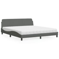 vidaXL Bett mit Matratze Dunkelgrau 180x200 cm Stoff