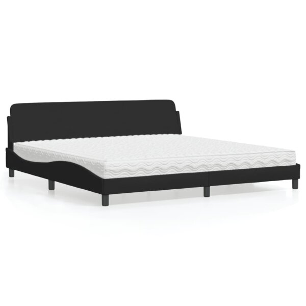 vidaXL Bett mit Matratze Schwarz 200x200 cm Stoff