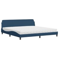 vidaXL Bett mit Matratze Blau 200x200 cm Stoff