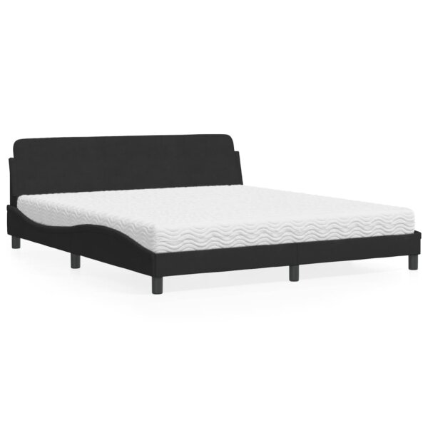 vidaXL Bett mit Matratze Schwarz 180x200 cm Samt