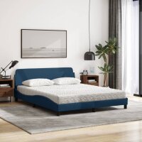 vidaXL Bett mit Matratze Blau 160x200 cm Stoff