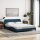 vidaXL Bett mit Matratze Blau 160x200 cm Stoff