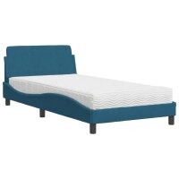 vidaXL Bett mit Matratze Blau 100x200 cm Samt