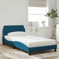 vidaXL Bett mit Matratze Blau 100x200 cm Samt