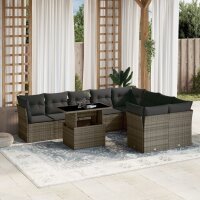 vidaXL 10-tlg. Garten-Sofagarnitur mit Kissen Grau Poly...