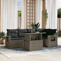 vidaXL 6-tlg. Garten-Sofagarnitur mit Kissen Grau Poly...