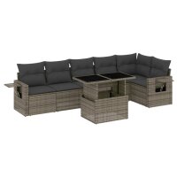 vidaXL 7-tlg. Garten-Sofagarnitur mit Kissen Grau Poly...