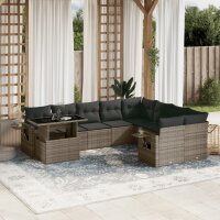 vidaXL 10-tlg. Garten-Sofagarnitur mit Kissen Grau Poly...