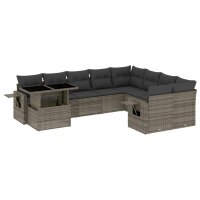 vidaXL 10-tlg. Garten-Sofagarnitur mit Kissen Grau Poly...