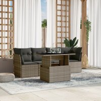 vidaXL 5-tlg. Garten-Sofagarnitur mit Kissen Grau Poly Rattan