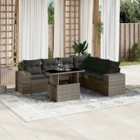 vidaXL 7-tlg. Garten-Sofagarnitur mit Kissen Grau Poly Rattan