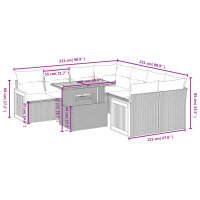 vidaXL 9-tlg. Garten-Sofagarnitur mit Kissen Grau Poly Rattan