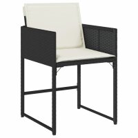 vidaXL 5-tlg. Garten-Essgruppe mit Kissen Schwarz Poly Rattan